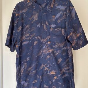 lululemon Airing Easy Camp Collar Shirt - Dark Blue Pattern